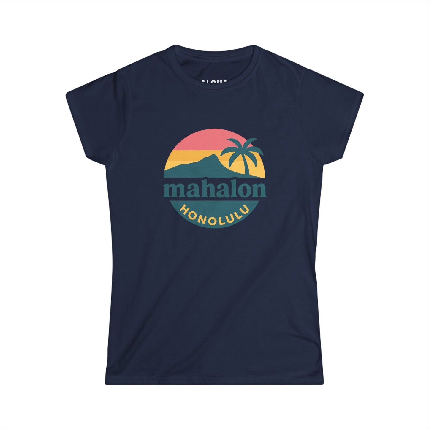 Mahalon Honolulu Logo PINK Color mahalon honolulu Women's Softstyle Tee
