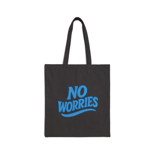 Mahalon Honolulu “NO WORRIES”Black Tote Bag Cotton Canvas Tote Bag