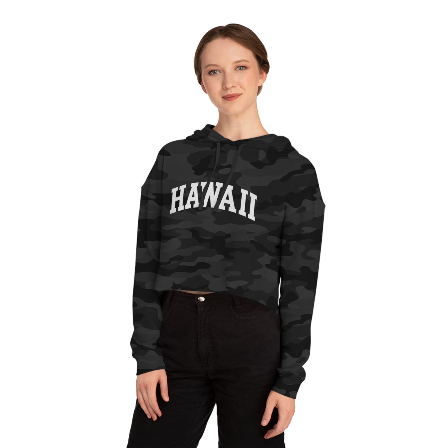Mahalon Honolulu  Hawaii Women’s Cropped Hooded Sweatshirt