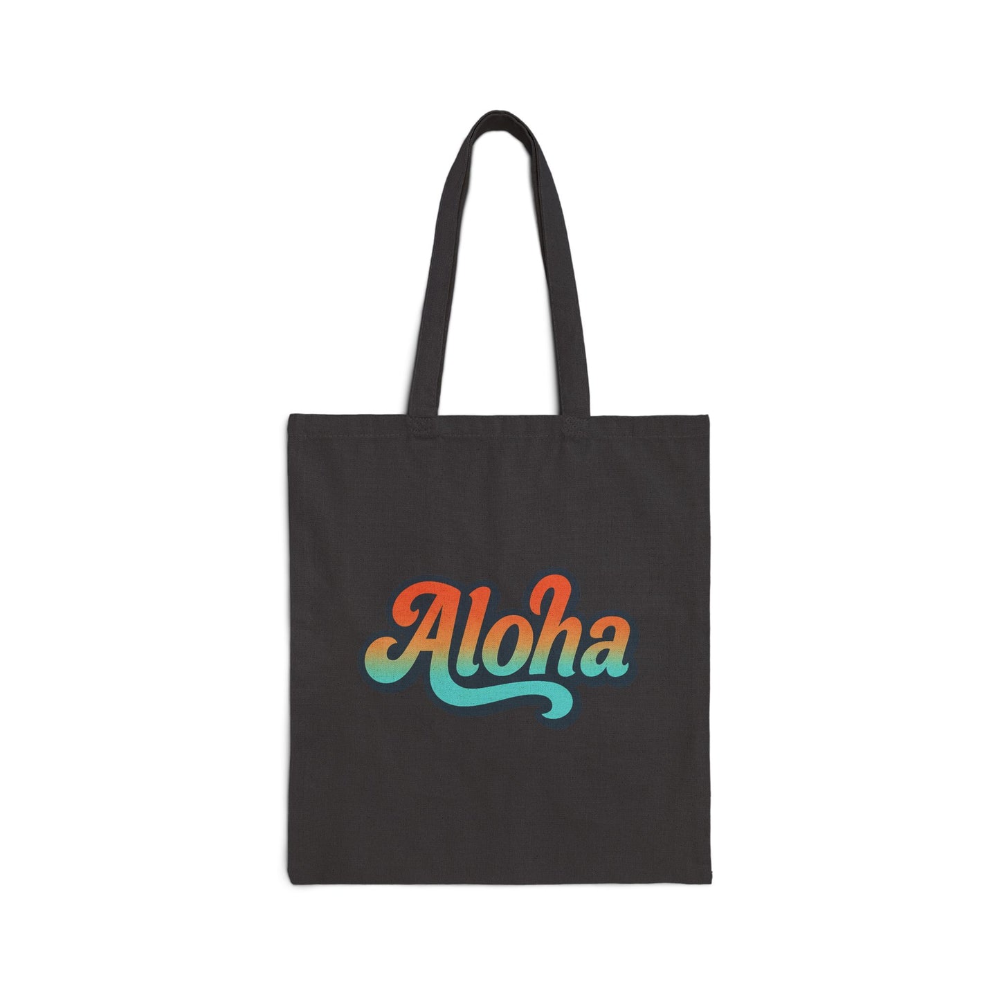 Mahalon Honolulu “Aloha”Black Tote Bag Cotton Canvas Tote Bag