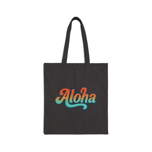 Mahalon Honolulu “Aloha”Black Tote Bag Cotton Canvas Tote Bag