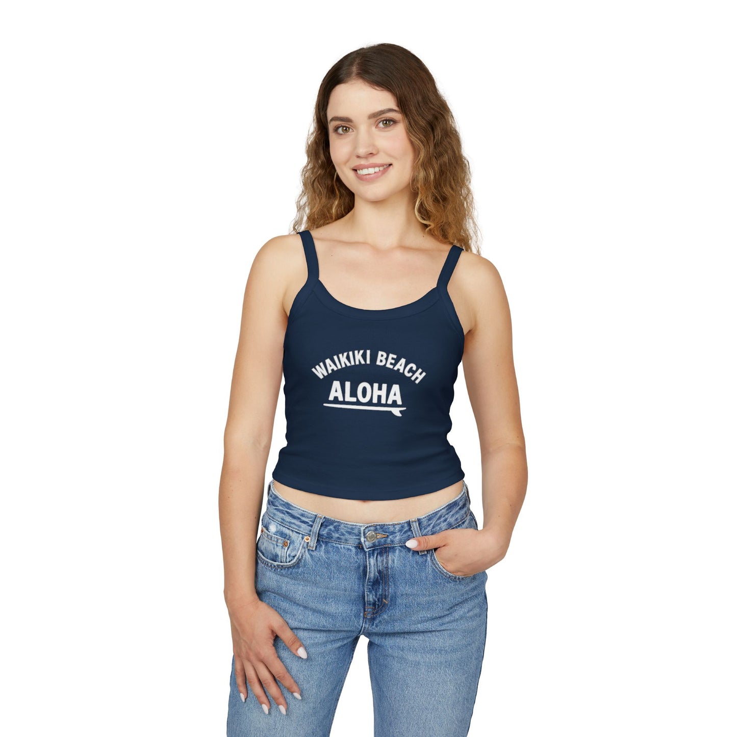 Waikiki beach aloha surf tank top Women's Spaghetti Strap Tank Top  | Hawaii Vibes by Mahalon Honolulu