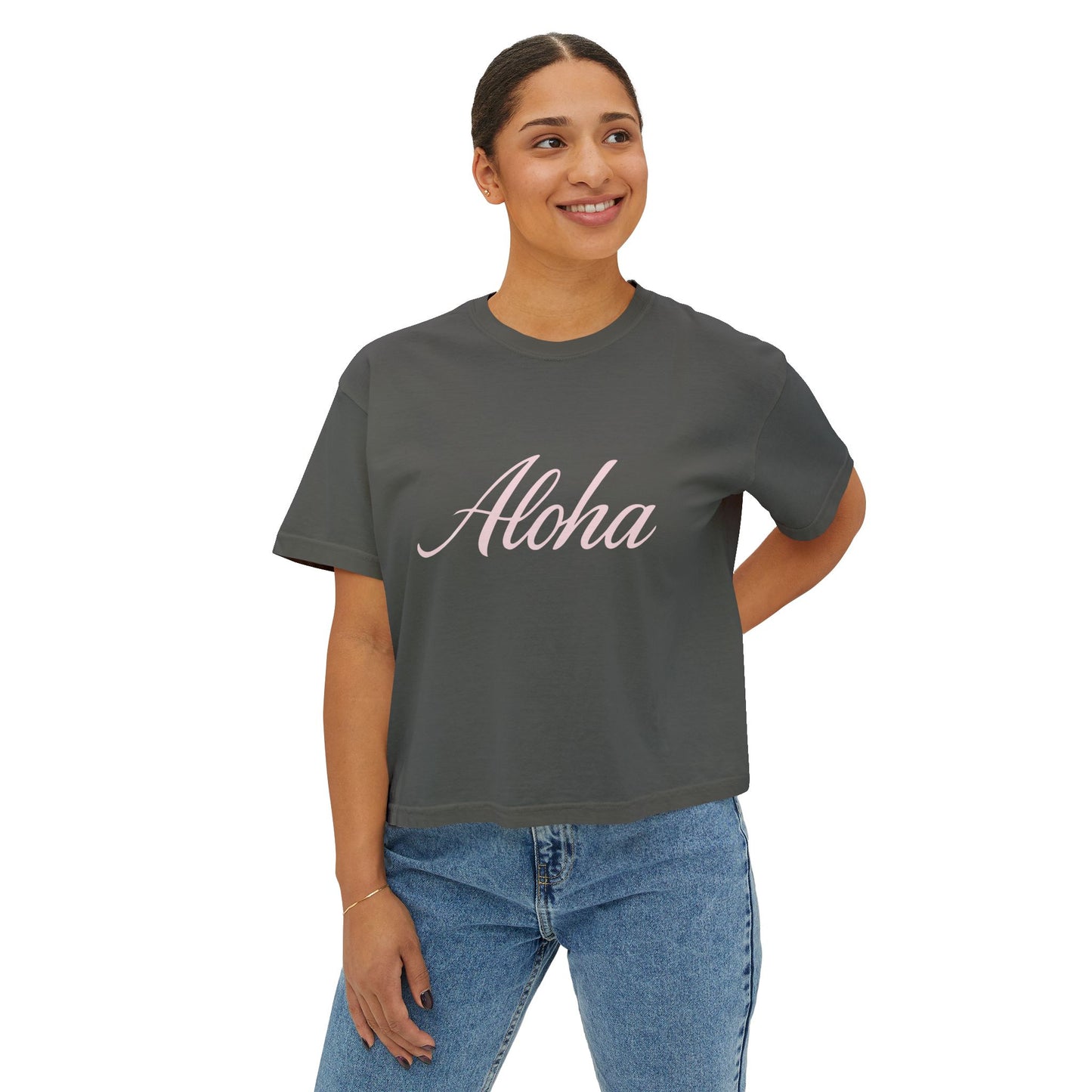 Mahalon Honolulu Aloha Oversized Boxy Tee | Aloha Vibes T-shirt Women's Boxy Tee