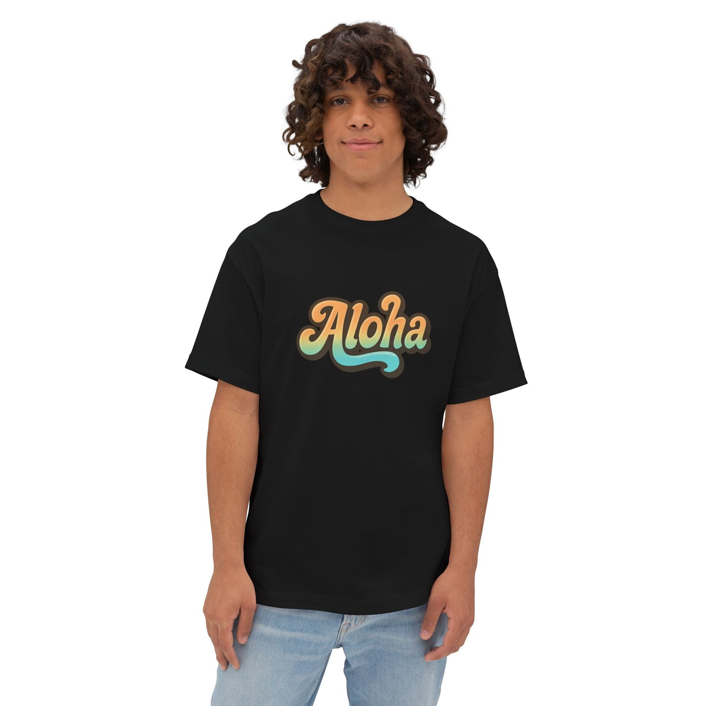 Mahalon Honolulu ALOHA graphic Unisex Oversized Boxy Tee