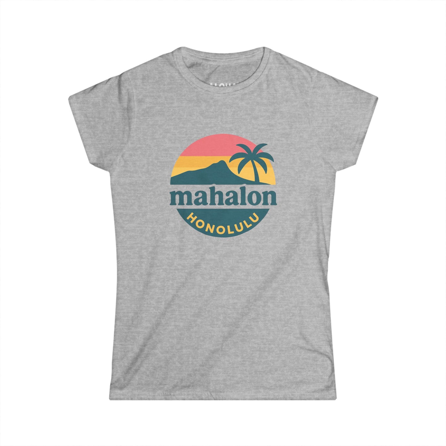 Mahalon Honolulu Logo PINK Color mahalon honolulu Women's Softstyle Tee