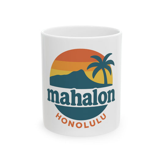 Mahalon Honolulu Logo Ceramic Mug, (11oz, 15oz)