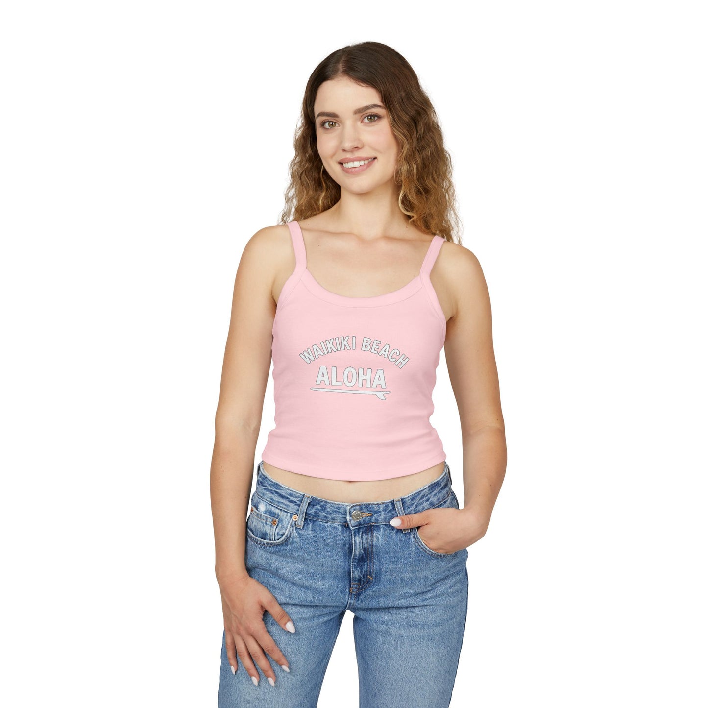 Waikiki beach aloha surf tank top Women's Spaghetti Strap Tank Top  | Hawaii Vibes by Mahalon Honolulu