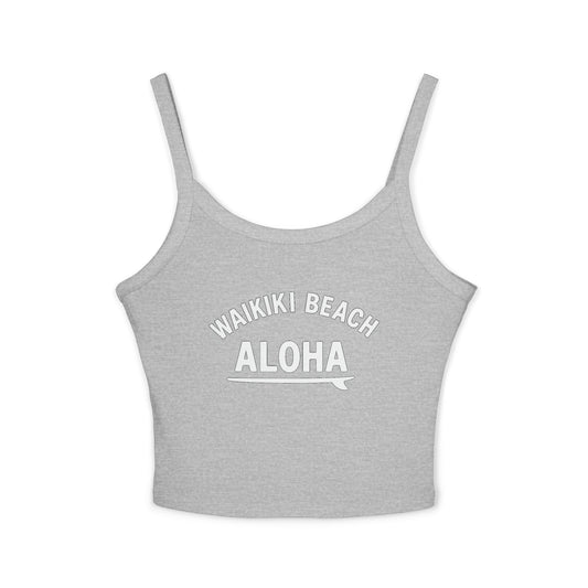 Waikiki beach aloha surf tank top Women's Spaghetti Strap Tank Top  | Hawaii Vibes by Mahalon Honolulu