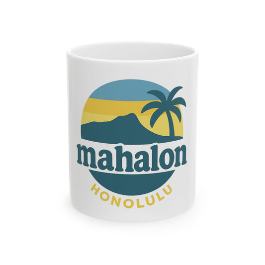 Mahalon Honolulu Logo Ceramic Mug, (11oz, 15oz)