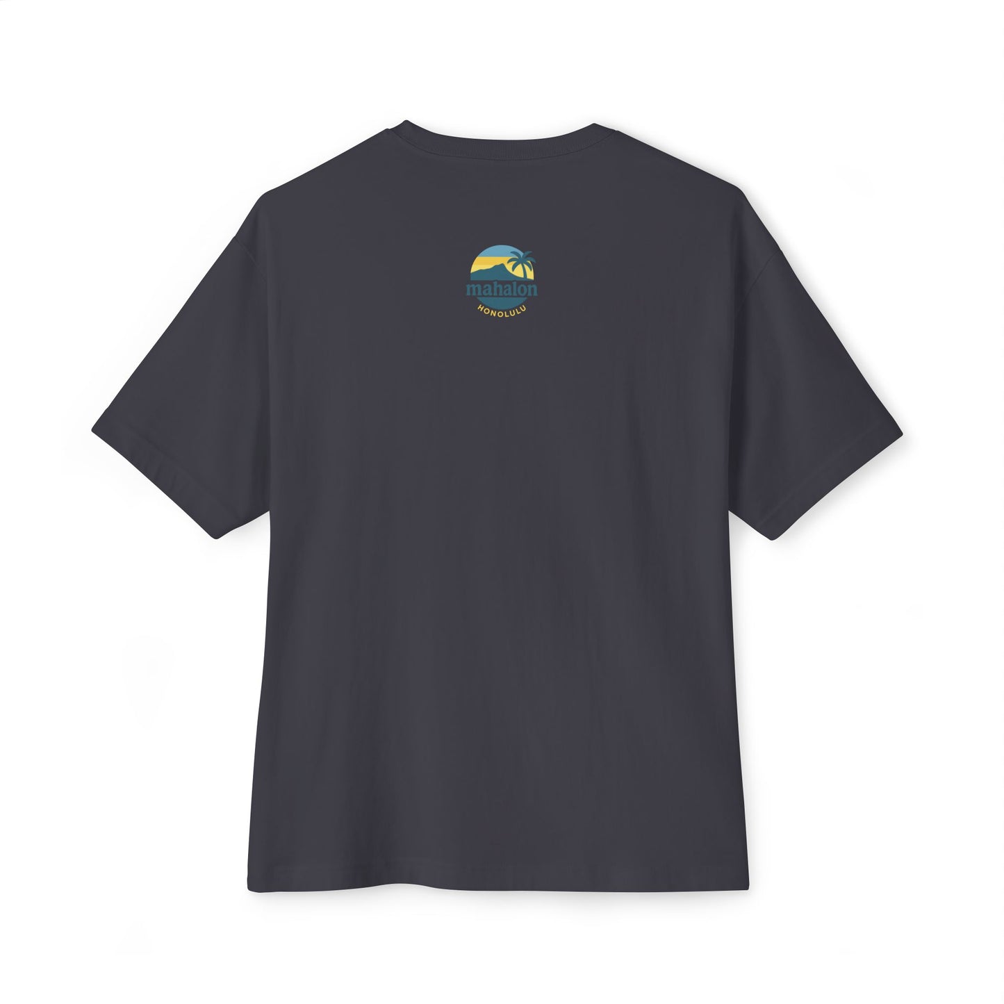 Mahalon Honolulu Mahalo and palm  tree  color print Unisex Oversized Boxy Tee