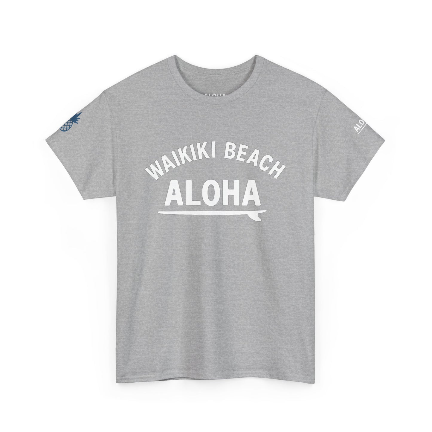 Waikiki bech ,pineapple Unisex Heavy Cotton Tee Hawaii Vibes by Mahalon Honolulu