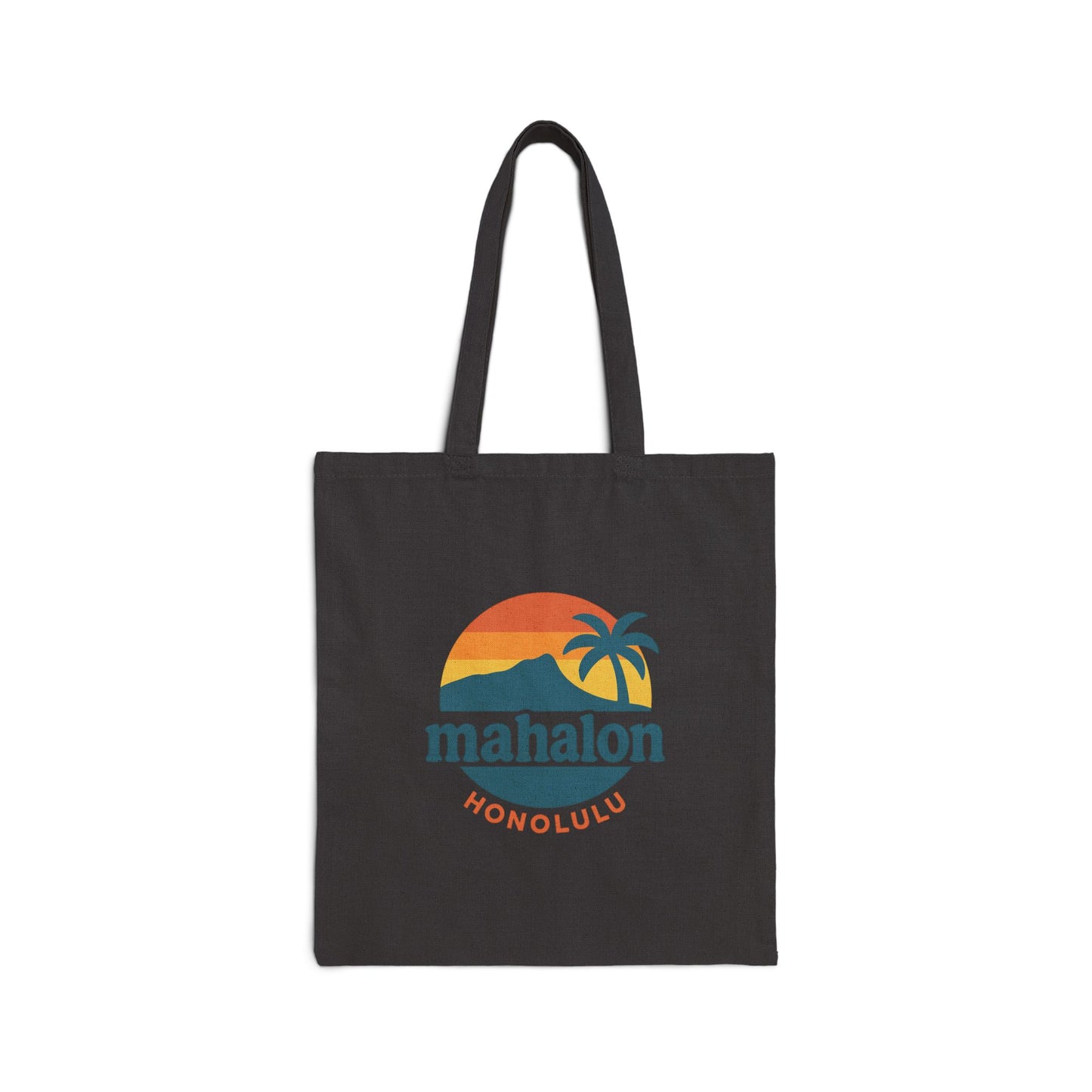 Mahalon Honolulu “Aloha”Black Tote Bag Cotton Canvas Tote Bag