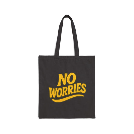 Mahalon Honolulu “NO WORRIES”Black Tote Bag Cotton Canvas Tote Bag