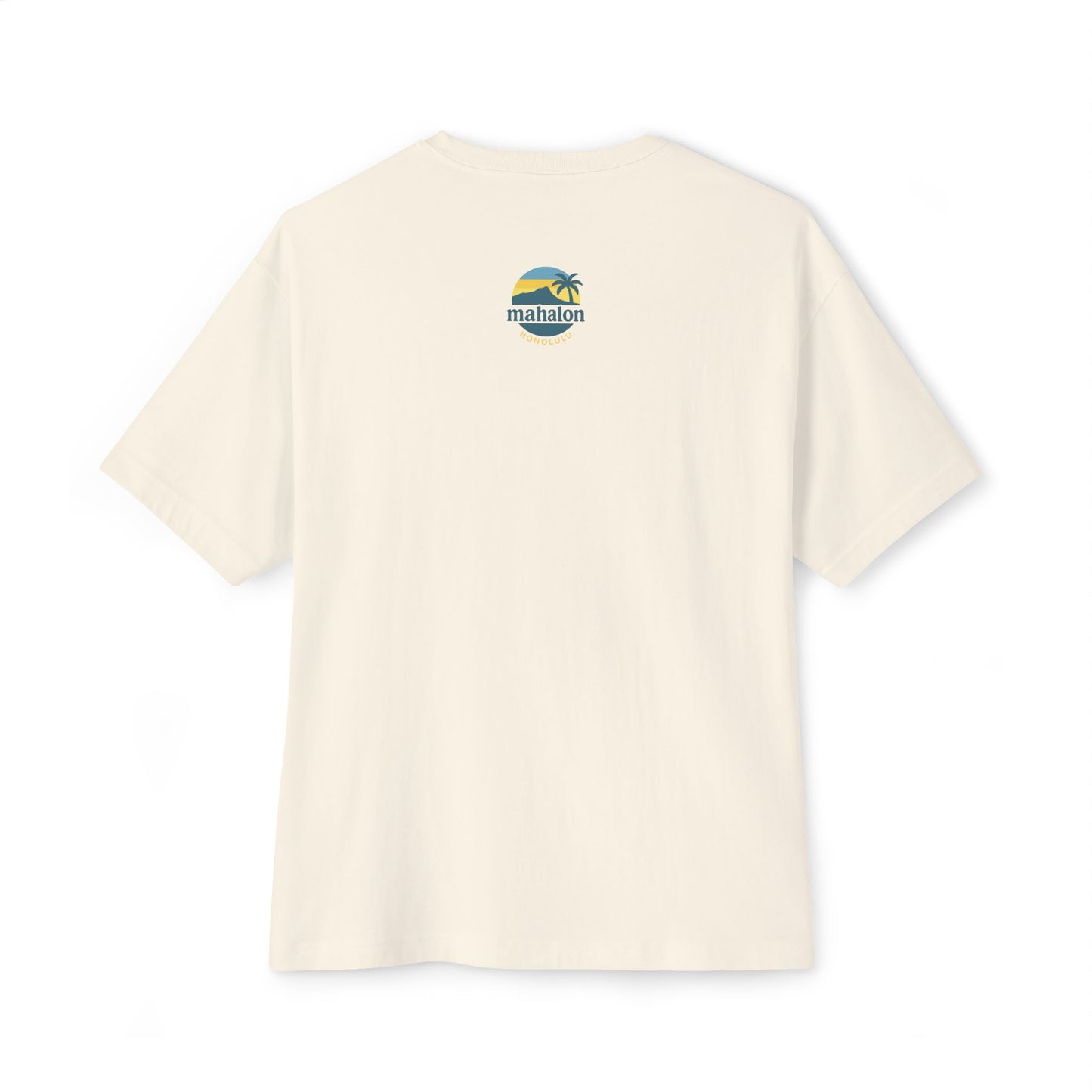 Mahalon Honolulu Mahalo and palm  tree  color print Unisex Oversized Boxy Tee