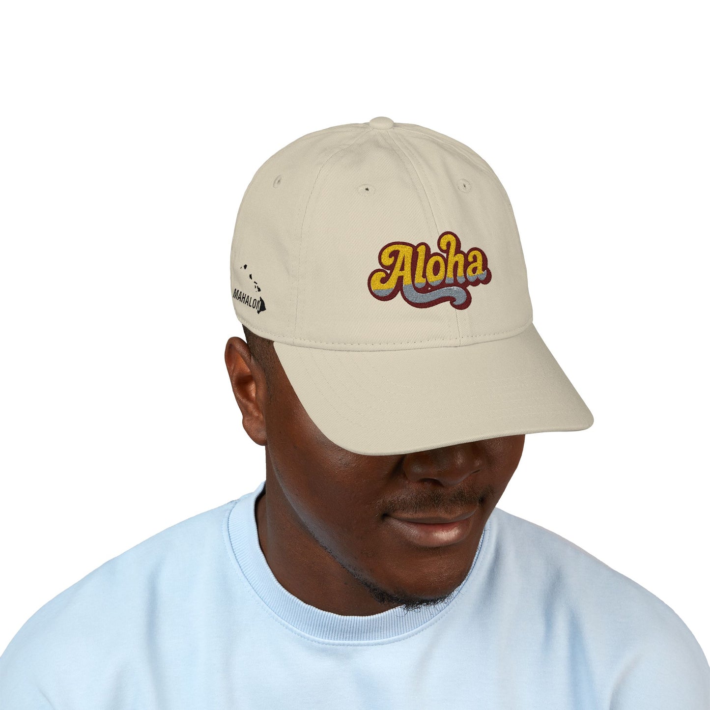 Mahalon Honolulu Aloha Organic Baseball Cap (Embroidery)
