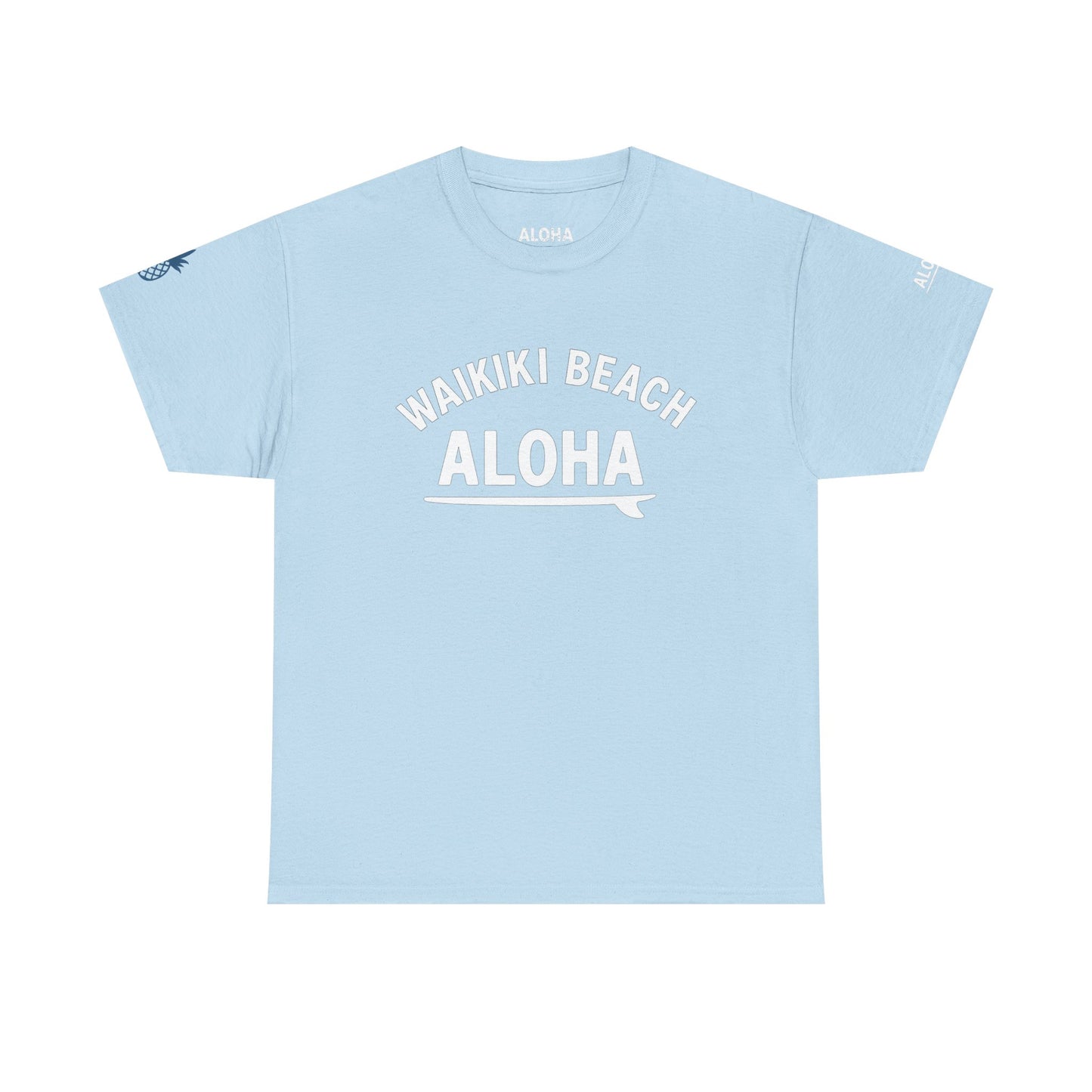 Waikiki bech ,pineapple Unisex Heavy Cotton Tee Hawaii Vibes by Mahalon Honolulu