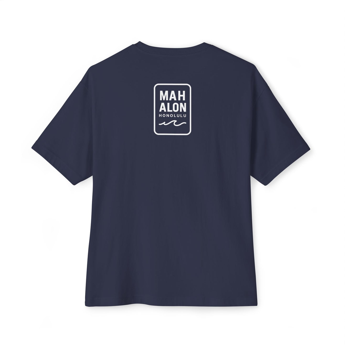 Mahalon Honolulu ALOHA Waikiki Beach Unisex Oversized Boxy Tee (Black)