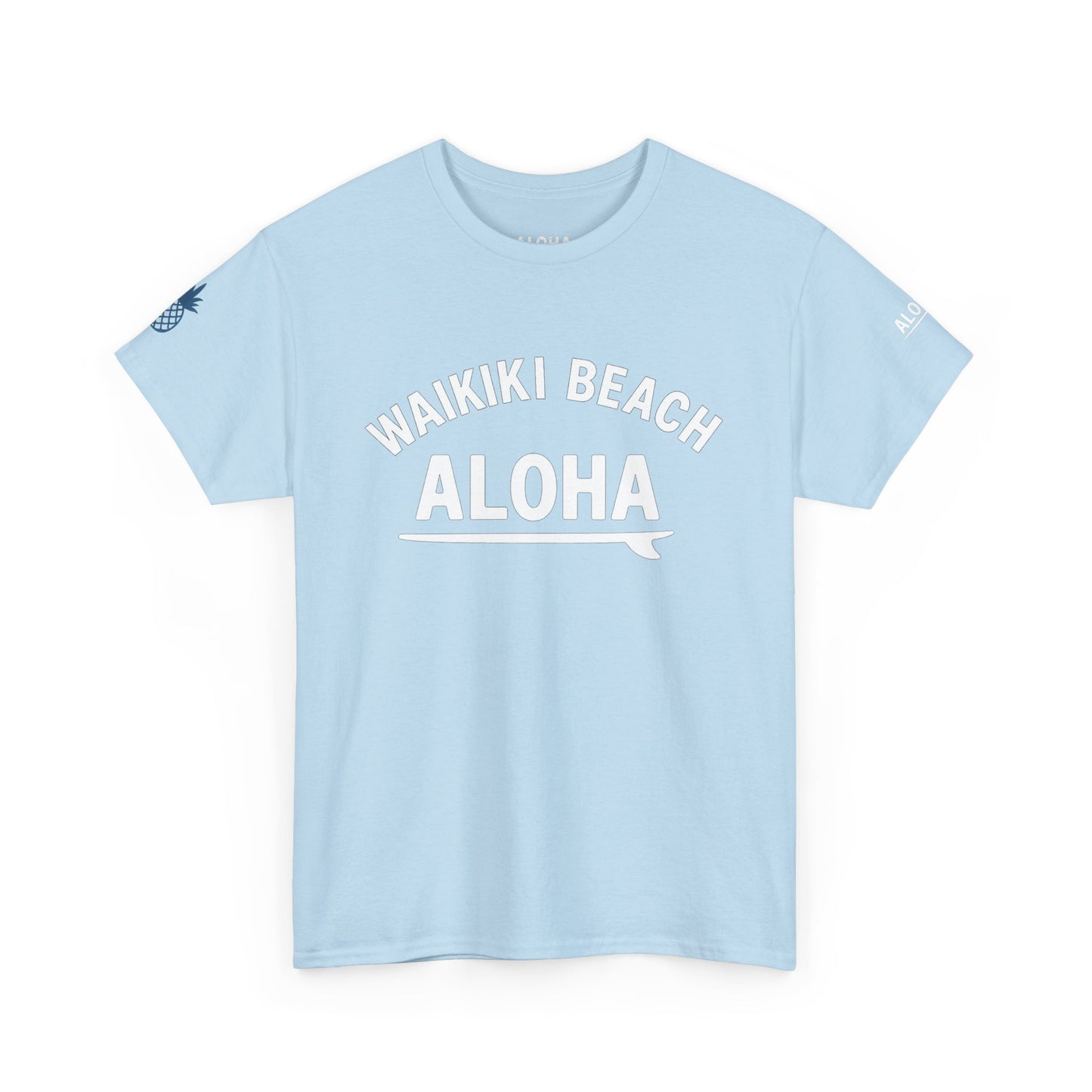 Waikiki bech ,pineapple Unisex Heavy Cotton Tee Hawaii Vibes by Mahalon Honolulu
