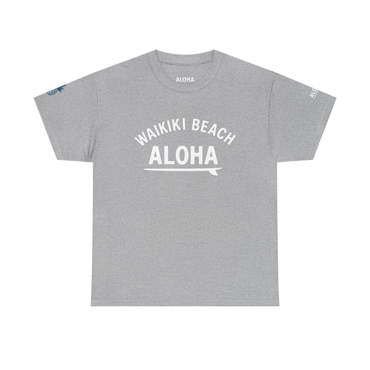 Waikiki bech ,pineapple Unisex Heavy Cotton Tee Hawaii Vibes by Mahalon Honolulu
