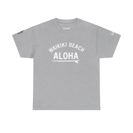 Waikiki bech ,pineapple Unisex Heavy Cotton Tee Hawaii Vibes by Mahalon Honolulu