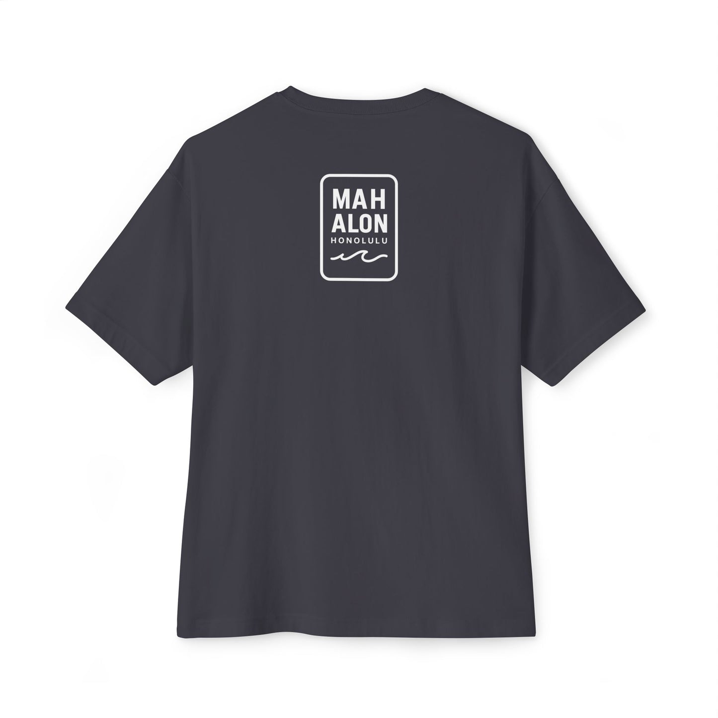 Mahalon Honolulu ALOHA Waikiki Beach Unisex Oversized Boxy Tee (Black)