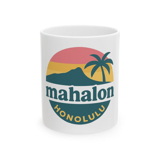 Mahalon Honolulu Logo Ceramic Mug, (11oz, 15oz)
