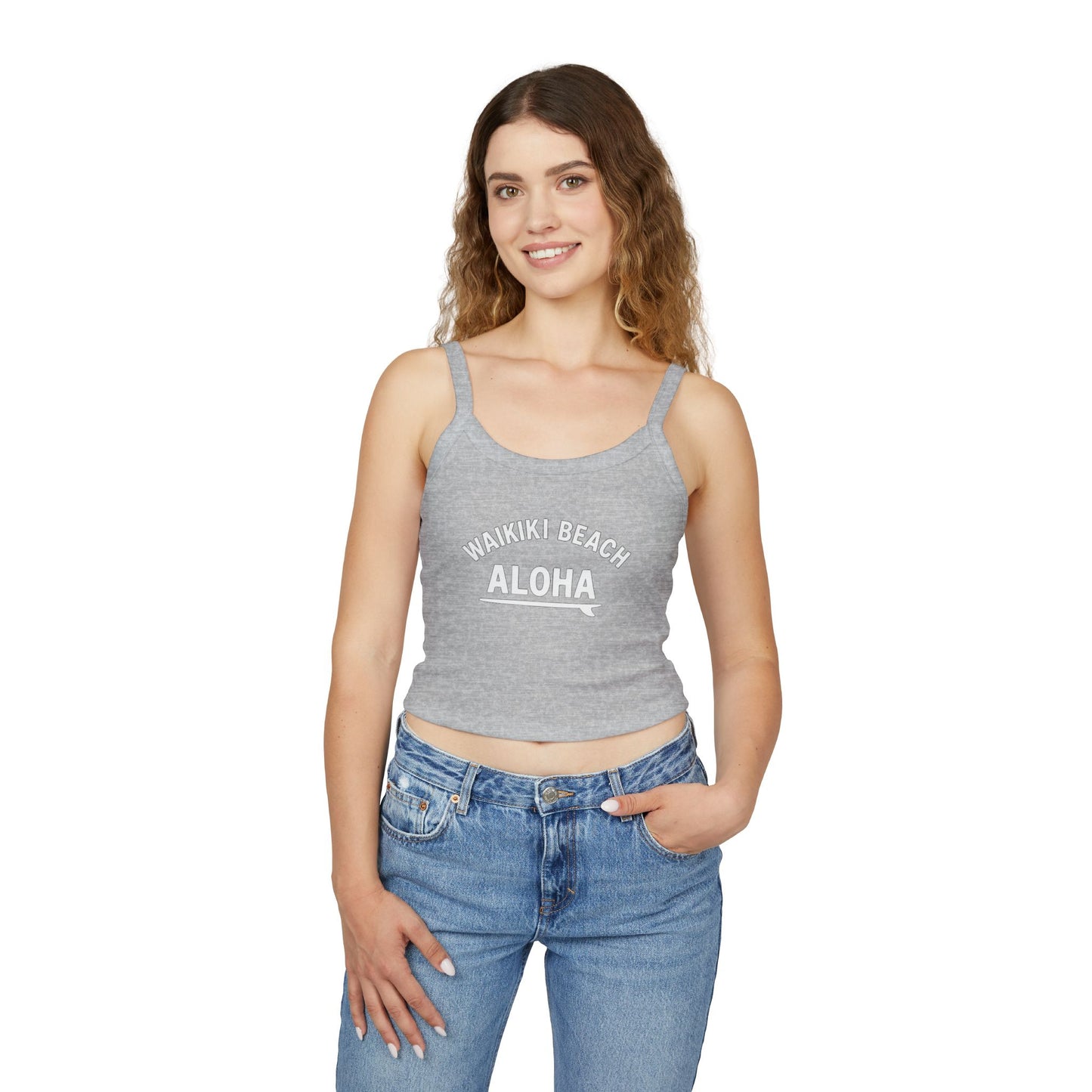 Waikiki beach aloha surf tank top Women's Spaghetti Strap Tank Top  | Hawaii Vibes by Mahalon Honolulu