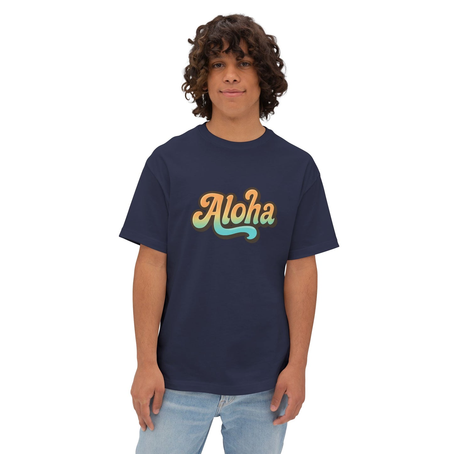 Mahalon Honolulu ALOHA graphic Unisex Oversized Boxy Tee