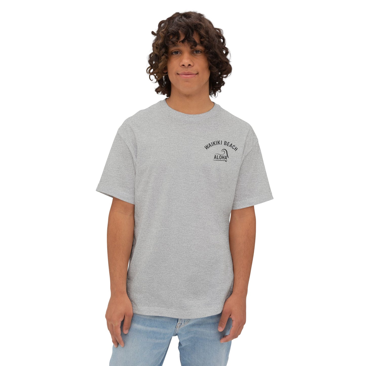 Mahalon Honolulu Aloha,surf,wave,Waikiki beach,Unisex Oversized Boxy Tee  |