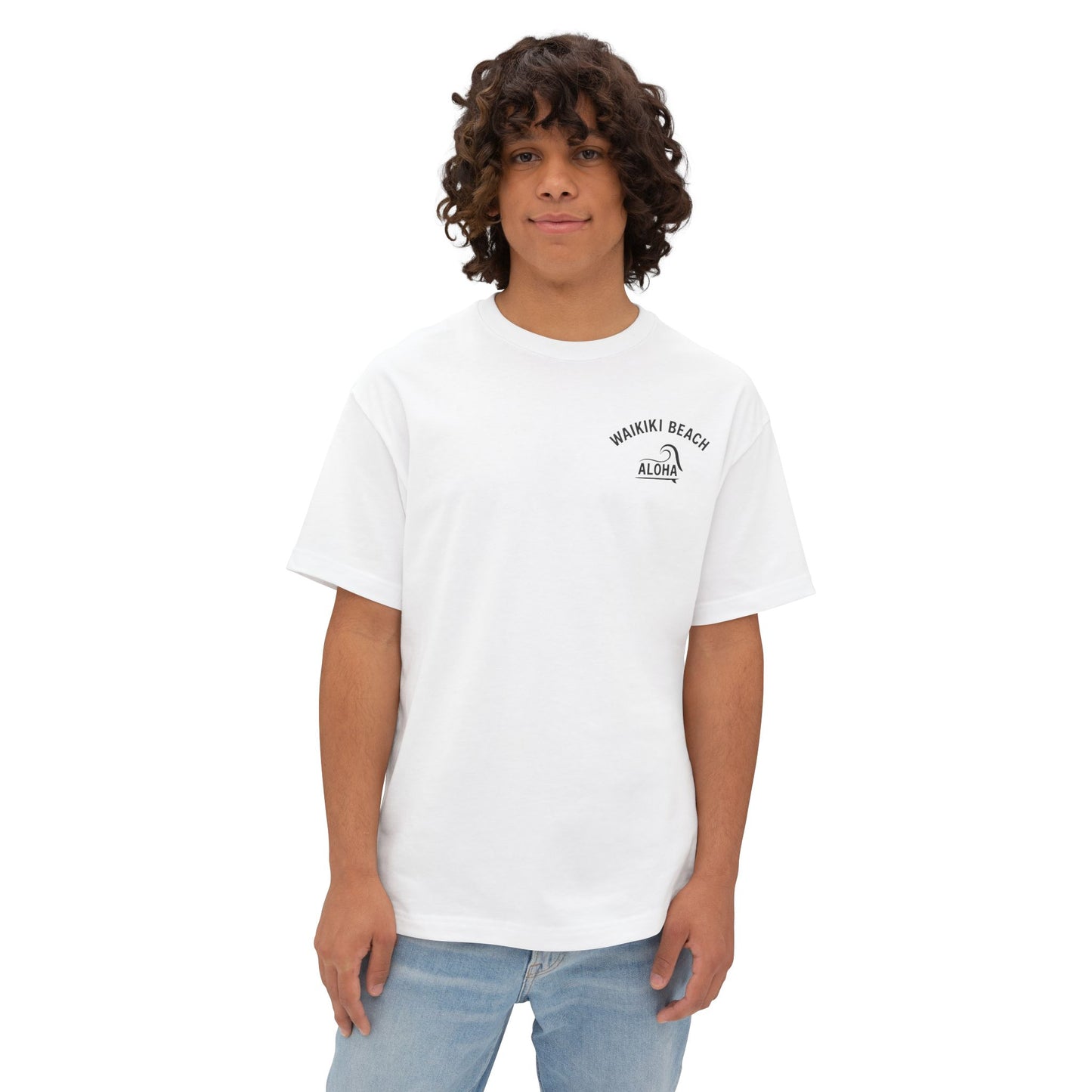 Mahalon Honolulu Aloha,surf,wave,Waikiki beach,Unisex Oversized Boxy Tee  |