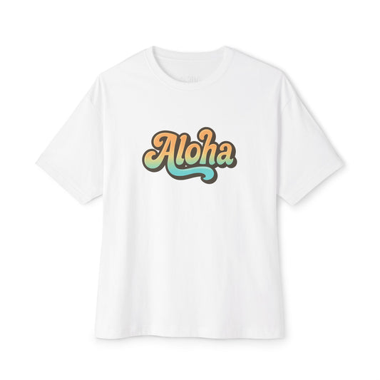Mahalon Honolulu ALOHA graphic Unisex Oversized Boxy Tee