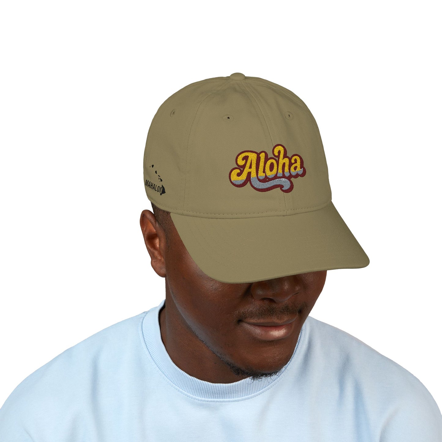 Mahalon Honolulu Aloha Organic Baseball Cap (Embroidery)