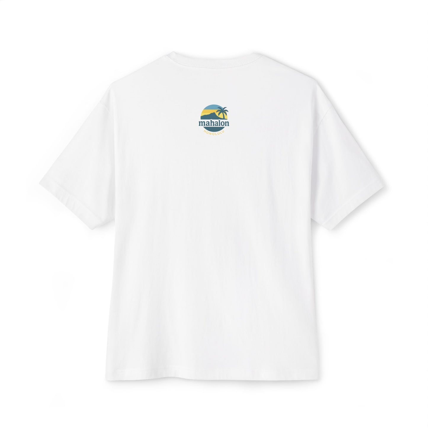 Mahalon Honolulu Mahalo and palm  tree  color print Unisex Oversized Boxy Tee