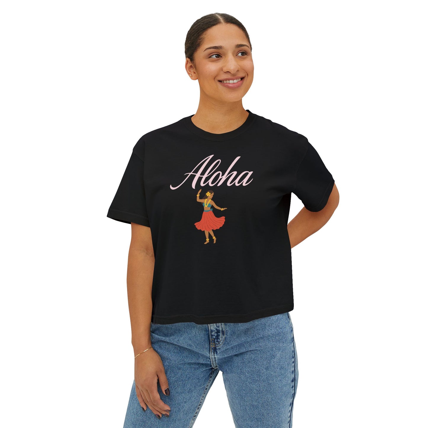 Mahalon Honolulu Aloha Hula girl Tee