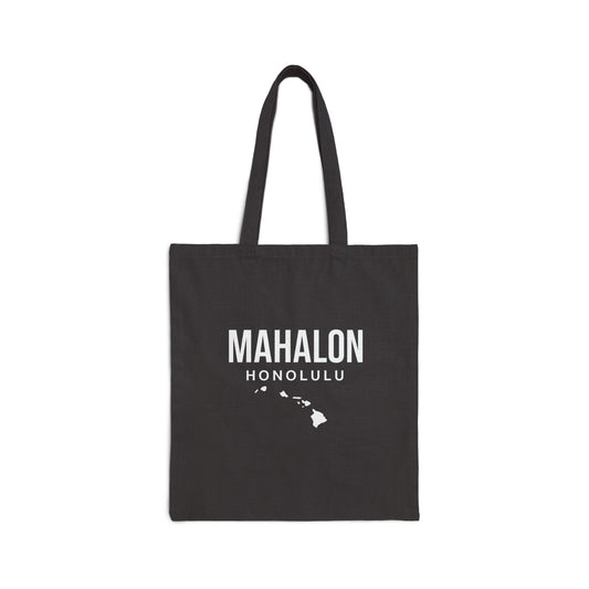 Mahalon Honolulu “Aloha”Black Tote Bag Cotton Canvas Tote Bag
